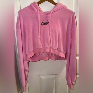 I.AM.GIA Torres Pink Terry Cloth Cropped Hoodie Size Medium